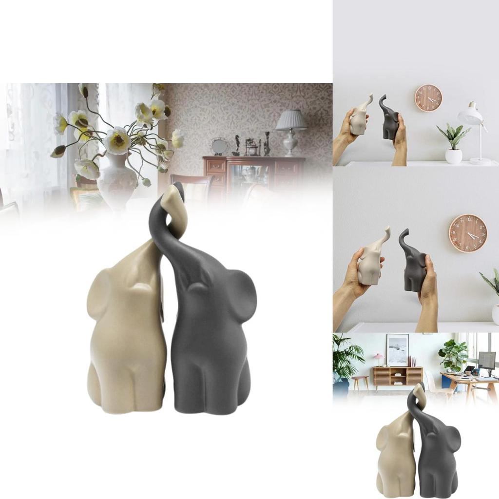 Elephants Handcrafted Ceramic Animal Sculpture With Creative Artistry For Party Decor