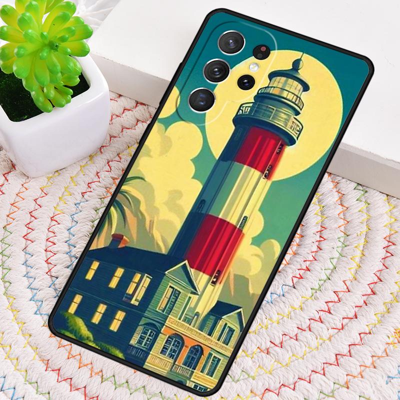 Lighthouse On An Island Palm Tree Silicone Phone Case For Samsung Galaxy note 10 pro S26 S25 S24 S23 S22 S21 Plus Ultra Cover