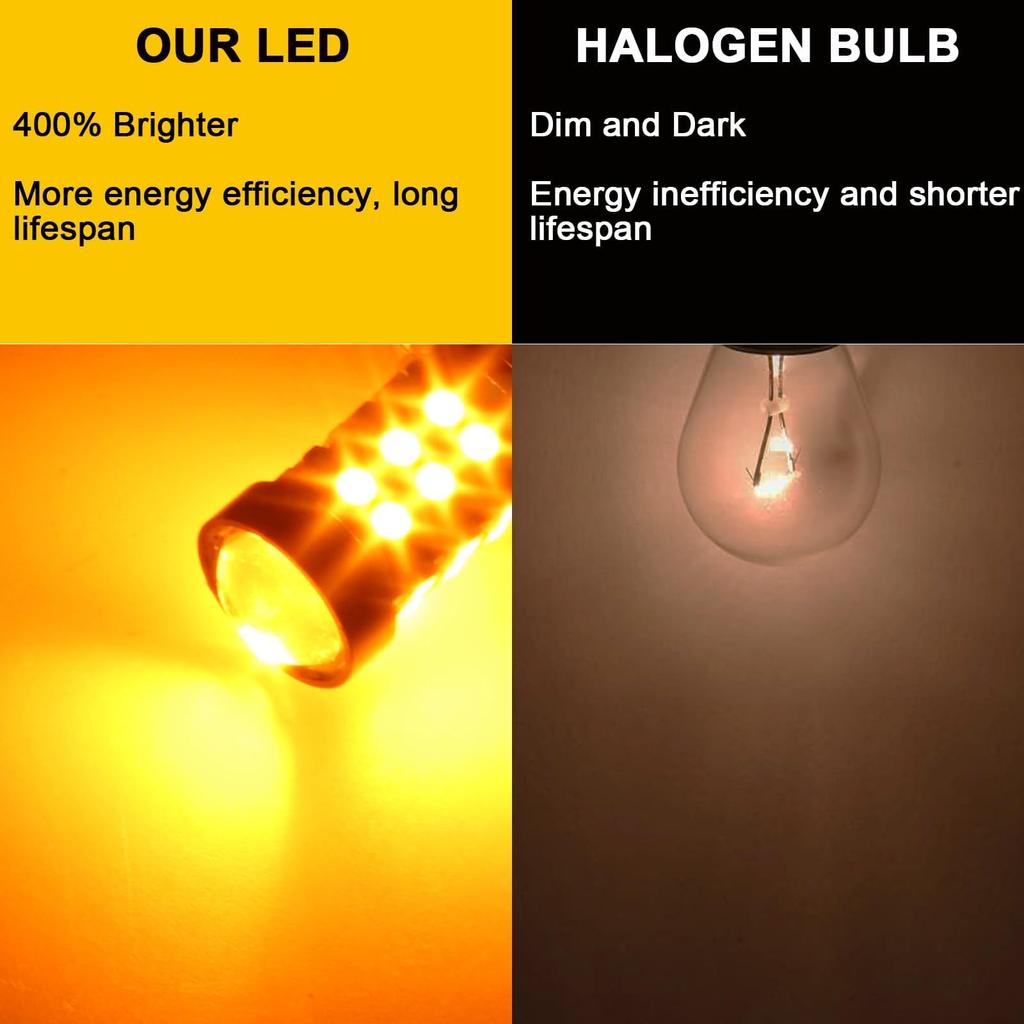 GLOFE LED Front/Rear Turn Signal Light Bulb 3157 LED Bulb Amber Yellow 400% Bright
