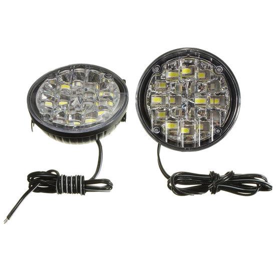 2Pcs 12V 18LED Fog Lamp Car Vehicle Driving Round DRL Daytime Running Light