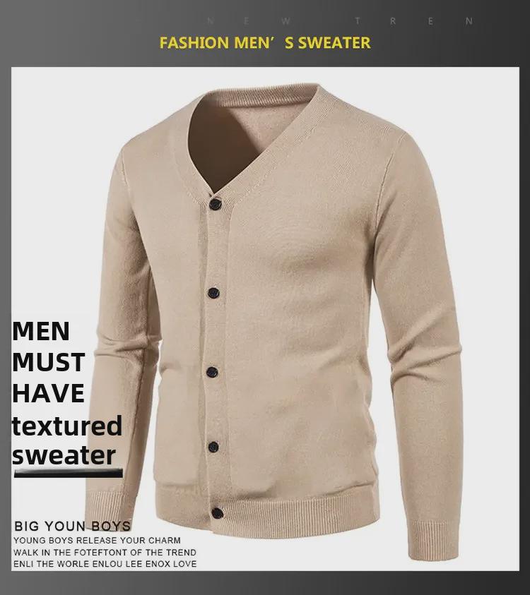 Men's Trendy Korean Style Knitted Cardigan for Spring and Autumn