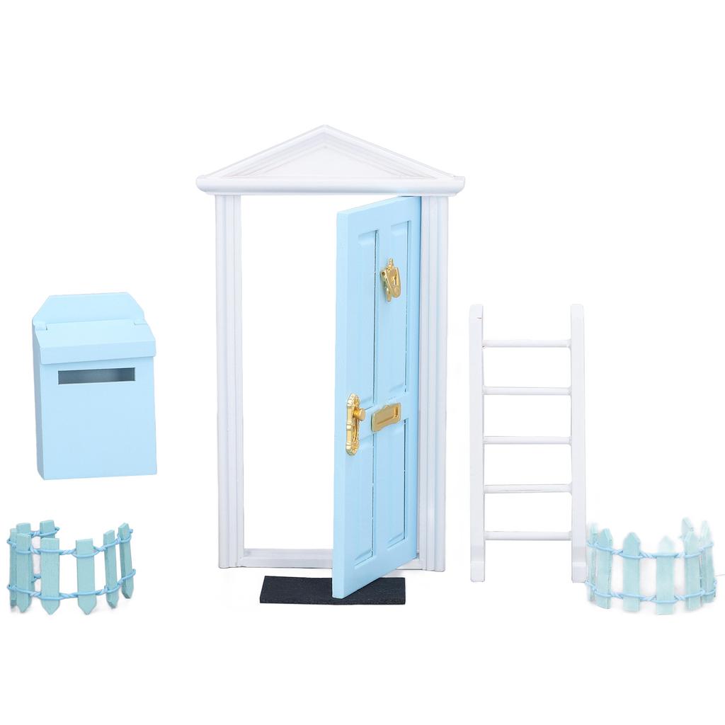 Wooden Door Set Exquisite Workmanship Vivid Details Saturated Color Tiny Wooden Tooth Fairy Door for 1:12