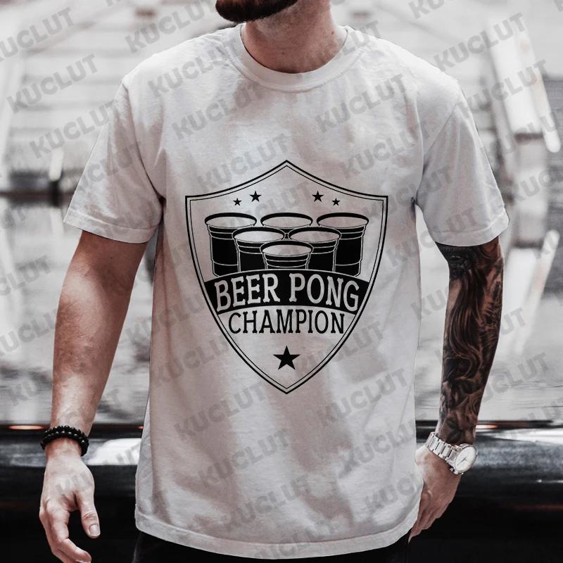 Men's T-shirts Beer Pong Graphic T Shirt Beer DAY Streetwear Drinking Party Tops Short Sleeve Tee Y2k Oversized Clothes