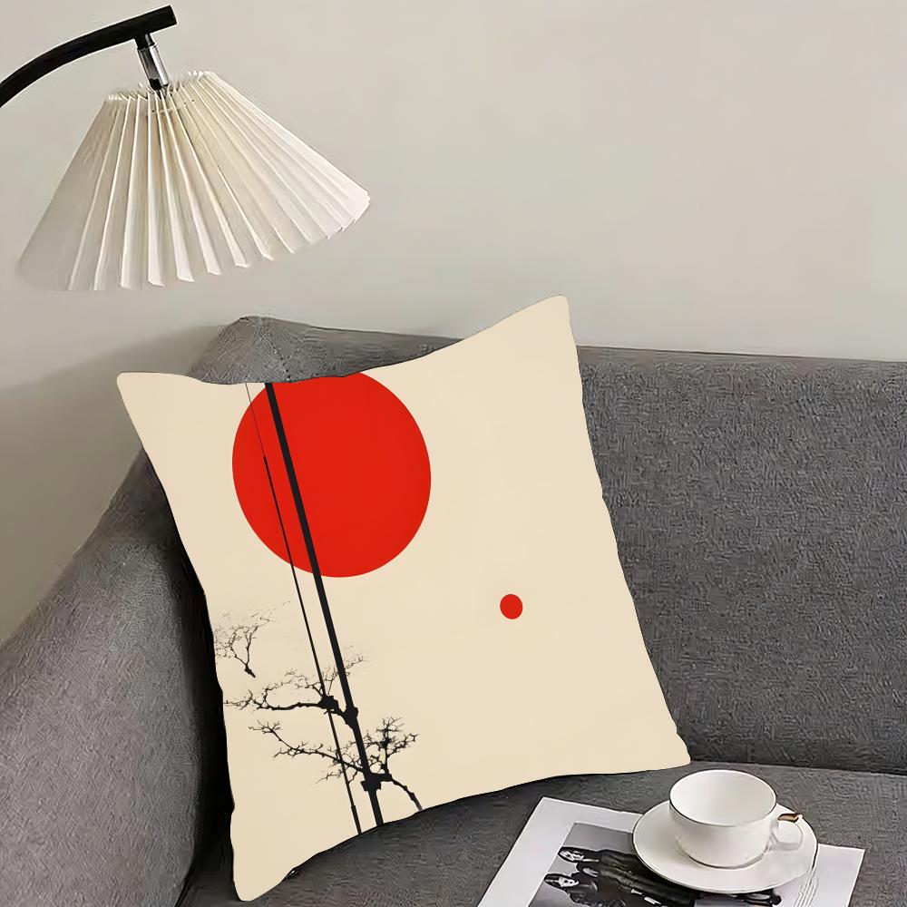 Chinese Ink Painting Style Cushion Cover Reversible Plush Pillow Cover – For Car, Sofa, Bedroom, Perfect As a Gift.