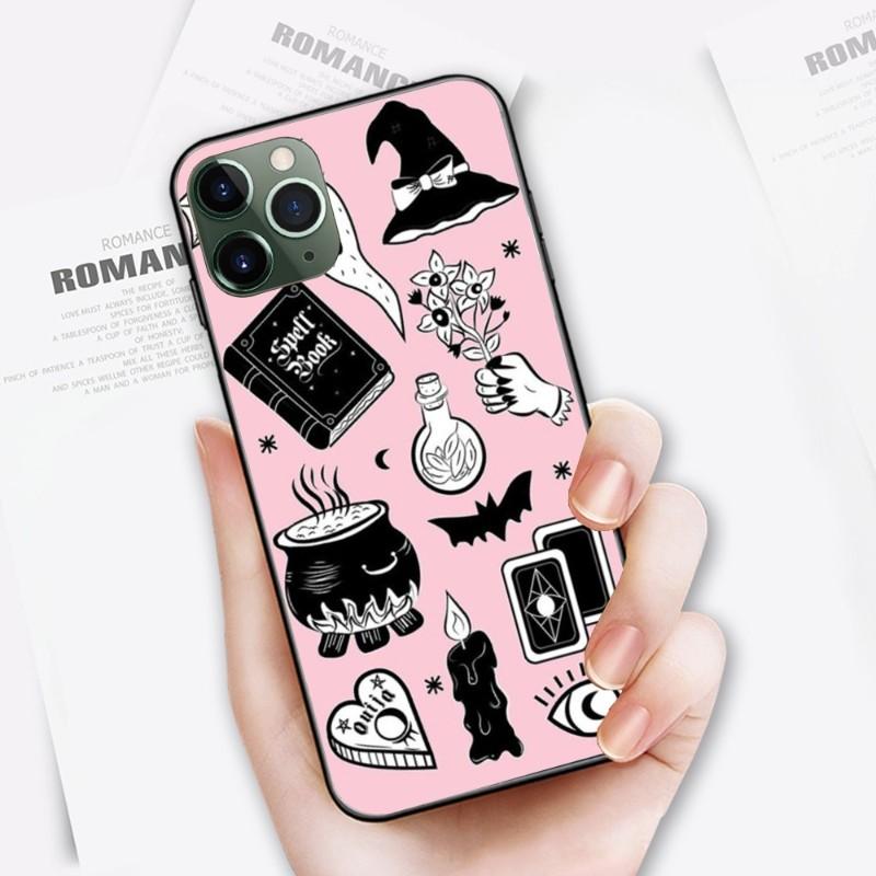 Witches Moon Tarot Čarodějnický obal na telefon pro iPhone 14 13 12 11 XS X 8 7 6 Plus Mini Pro Max SE 2022 Měkký černý kryt na telefon