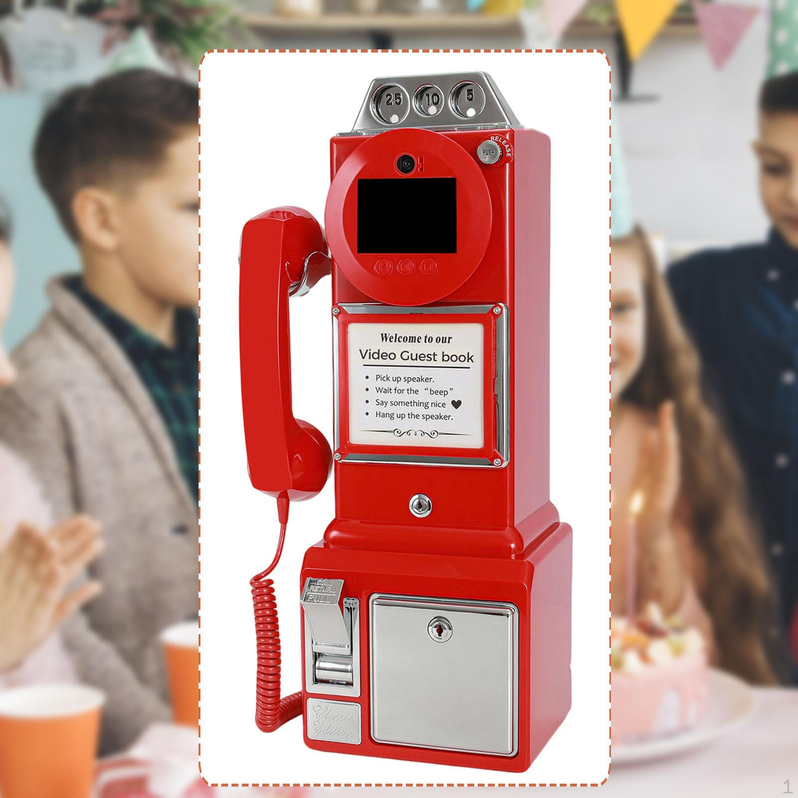 

Video Audio Guest Book Guestbook Decorative Antique Design Voice Message Recorder Phone Desk червоний