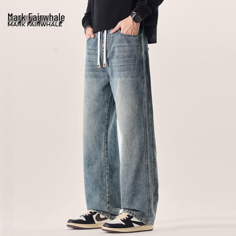 

Mark Fairwhale Men s Washed Straight-Leg Loose Fit Jeans L