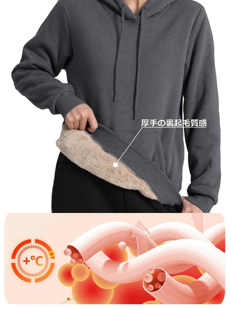 TACVASEN Comfortable Winter Duck Size 2XL Women's Fleece-Lined Hoodie, Warm, Loungewear, Bike/Hiking Wear, Outerwear, Thick, Fleece-Lined, Gray,