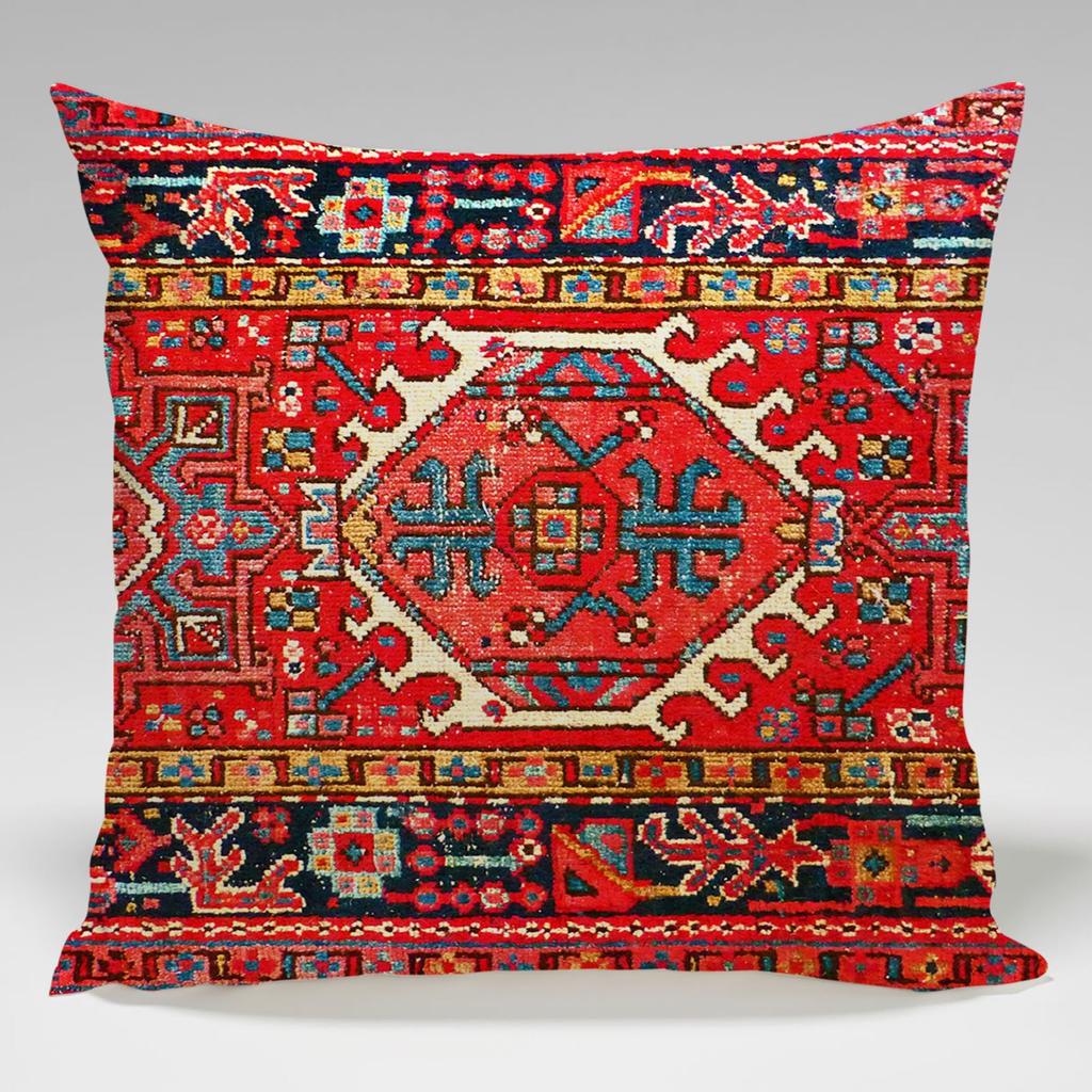 National style retro Persian pattern throw pillow cover with short plush print for living room sofa decoration cushion cover