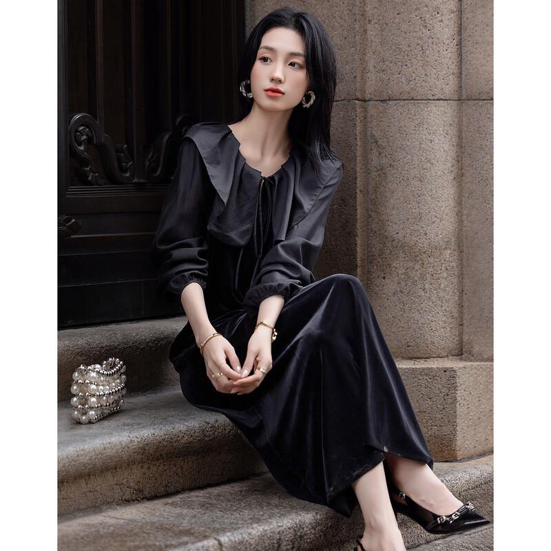 Бархатное платье-трапеция Demana в французском стиле, длиной до середины икры M