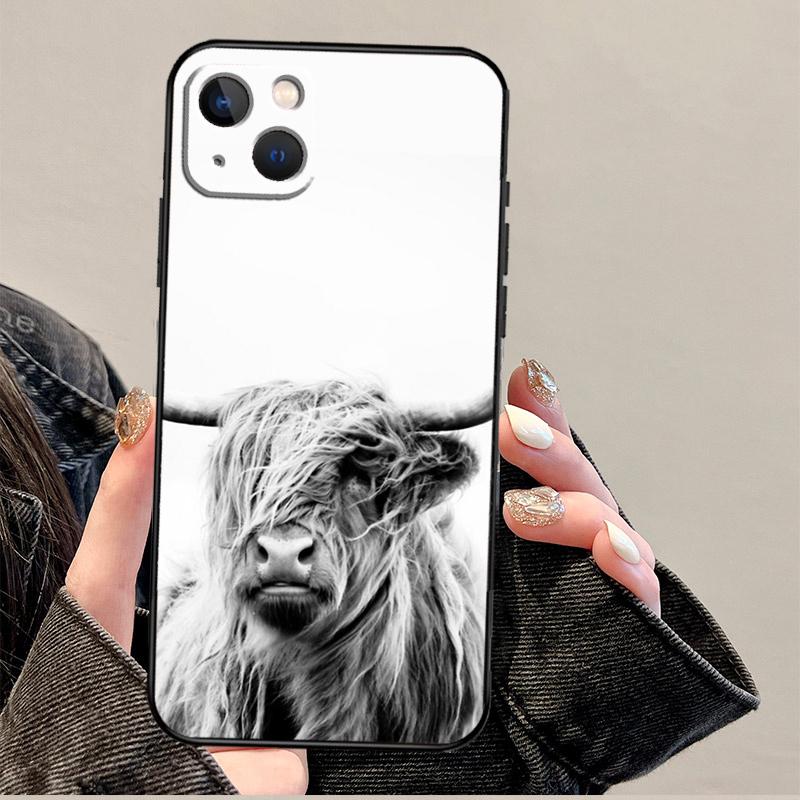 

Cute Highland Cow Phone Case For iPhone 17 Pro Max 14 13 12 11 15 16 Pro Max mini 15 Plus 16e 17 Air Cover iPhone 13