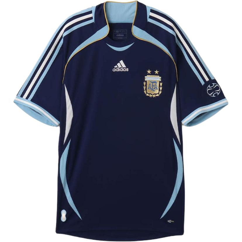 Adidas Аргентина Национальная команда 2006 Выездная Полосатая Мягкая Короткий рукав Футбольная футболка Мужские топы KF0321 S