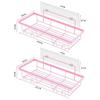 AEE4-Shower Caddy Shelf Organizer, 2 Pack Adhesive Bathroom Accessories, Save Space With Hooks