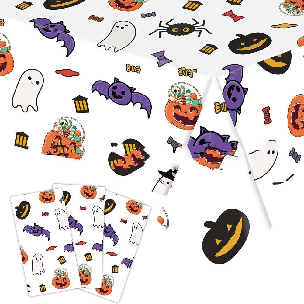 Disposable Plastic Halloween Tablecloth Bronzing Table Decoration Disposable Tablecloths Pumpkin Ghost Table Cover Halloween