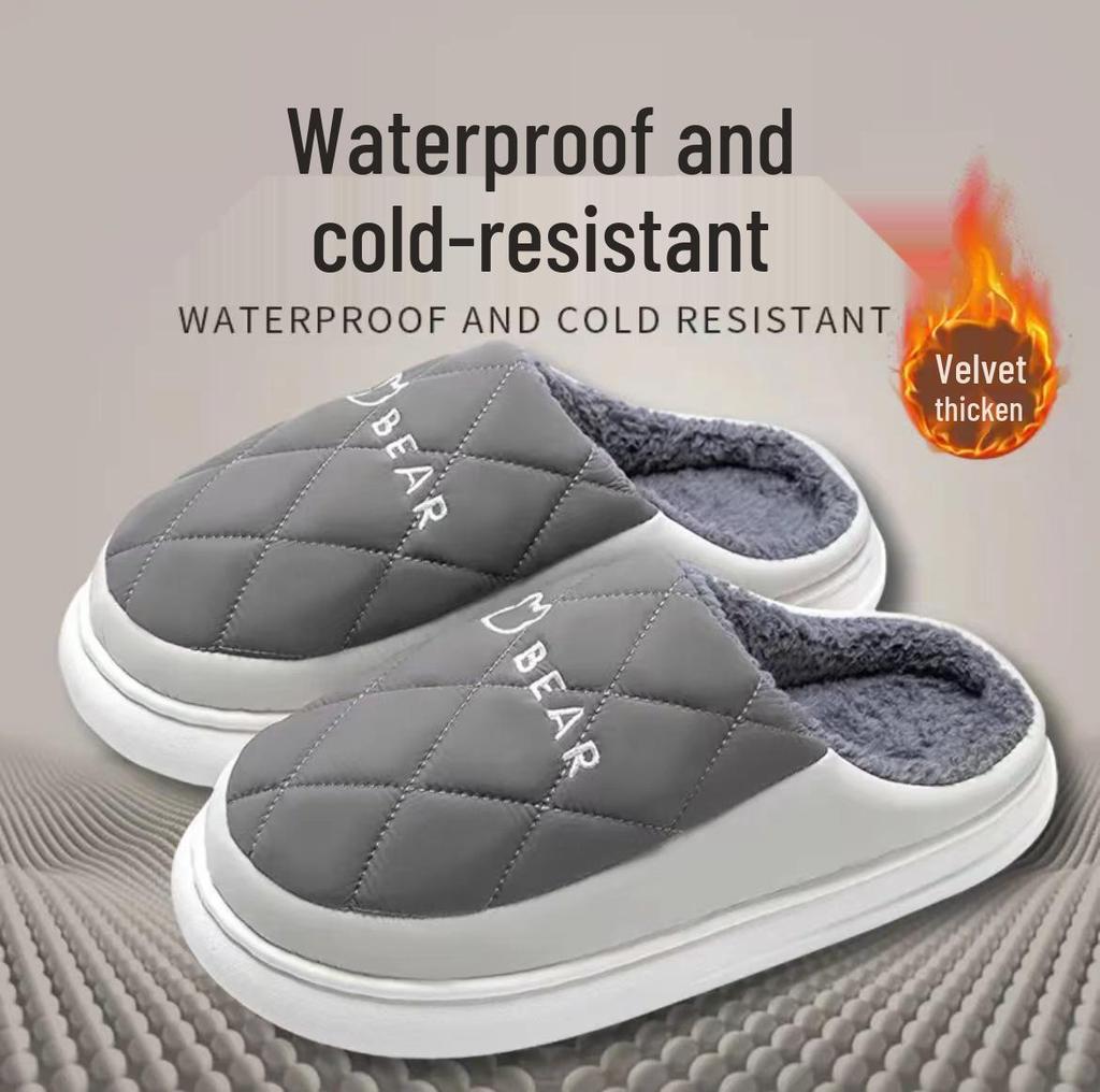 Warm Furry Non-Slip Winter Cotton Slippers with Thick Sole for Men & Women