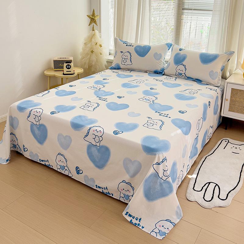 100% Cotton Flat Sheet Pillowcase Floral Style Bed Sheet Set Skin-friendly Bed Linen Adults Kids Flat Bedsheets roupa de cama