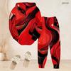 Women Plus Size Two Piece Set Hooded Long Sleeve Galaxy Printed Top Cuffed Pants