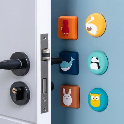 Cartoon Animal Door Stopper for Wall Self Adhesive Door Knob Stopper Wall Protector Quiet Shock Absorbent Round Square Door Handle Bumper Guard