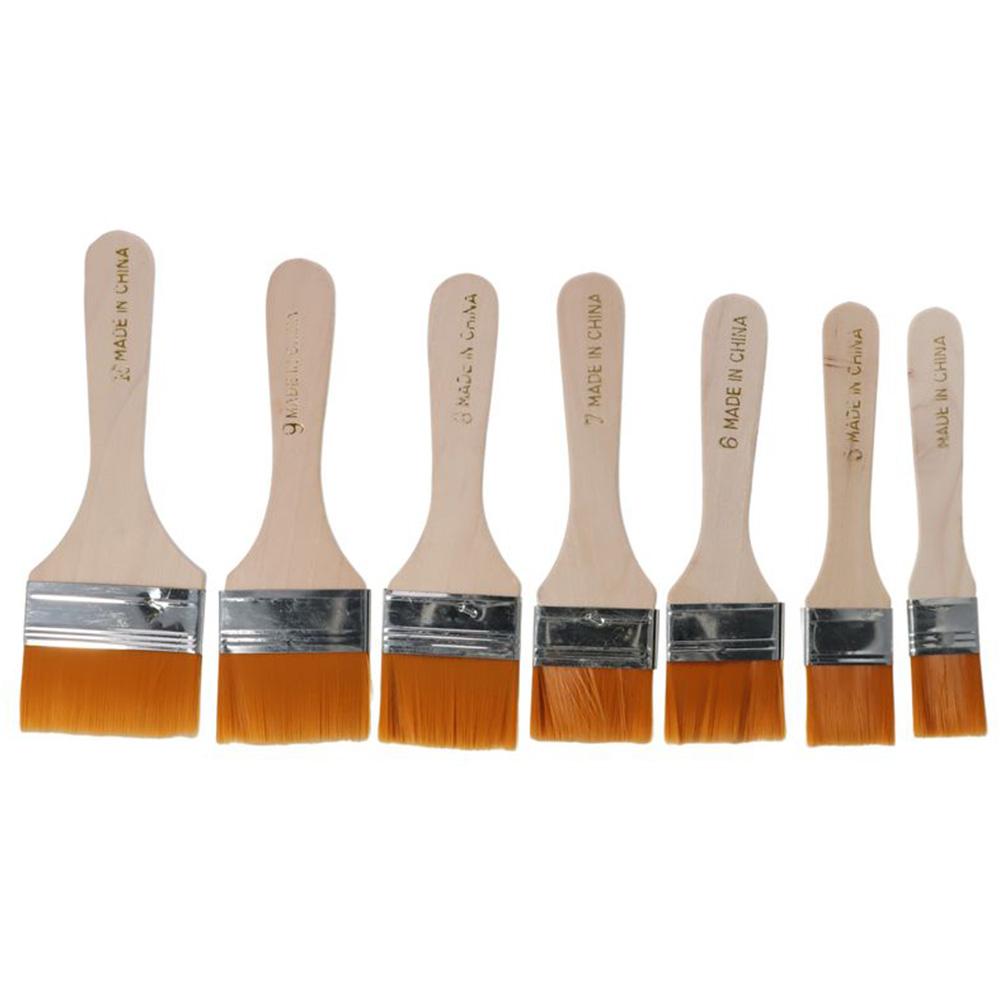 

7PCS Composed of Wood + Silver +orange Flat Paint Brushes For Watercolor