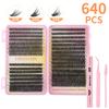640 Tufts Of D-Curve Single Tufts Of False Eyelashes Segmented Grafting 10-16Mmdiy Thick Eyelashes