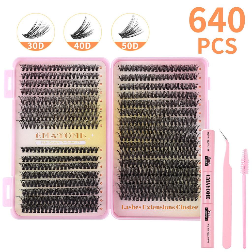 640 Tufts Of D-Curve Single Tufts Of False Eyelashes Segmented Grafting 10-16Mmdiy Thick Eyelashes