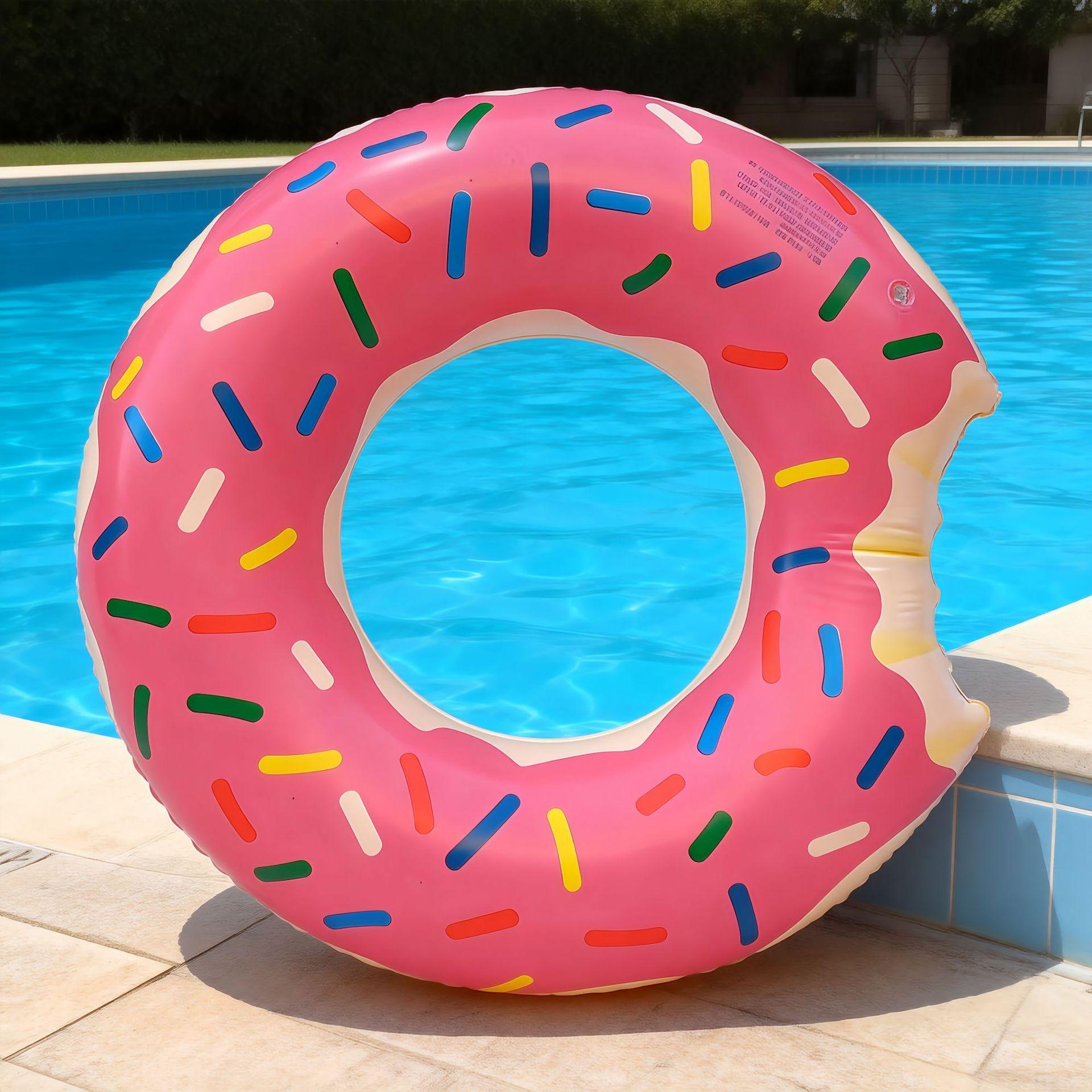Children s Large Pink Donut Swimming Ring - Thickened PVC Inflatable 60# (for ages 2-4)