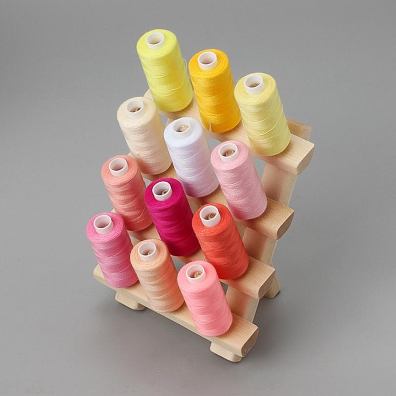 Portable 12-Spools Wooden Thread Holder Sewing & Embroidery Thread Rack & Organizer Thread Rack for Sewing Compact Size