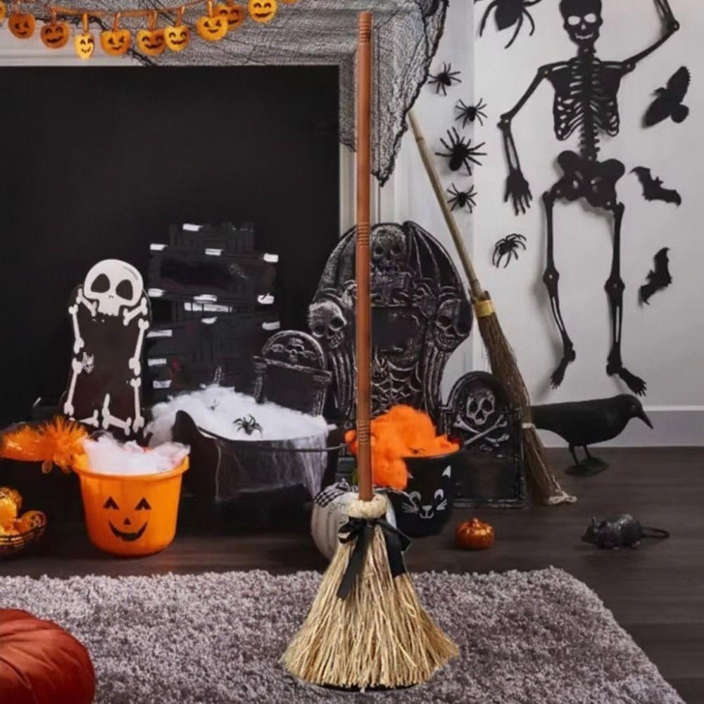 Holiday Atmosphere Floating Witch Broom Touch Activated Halloween Floor Decor Halloween Party