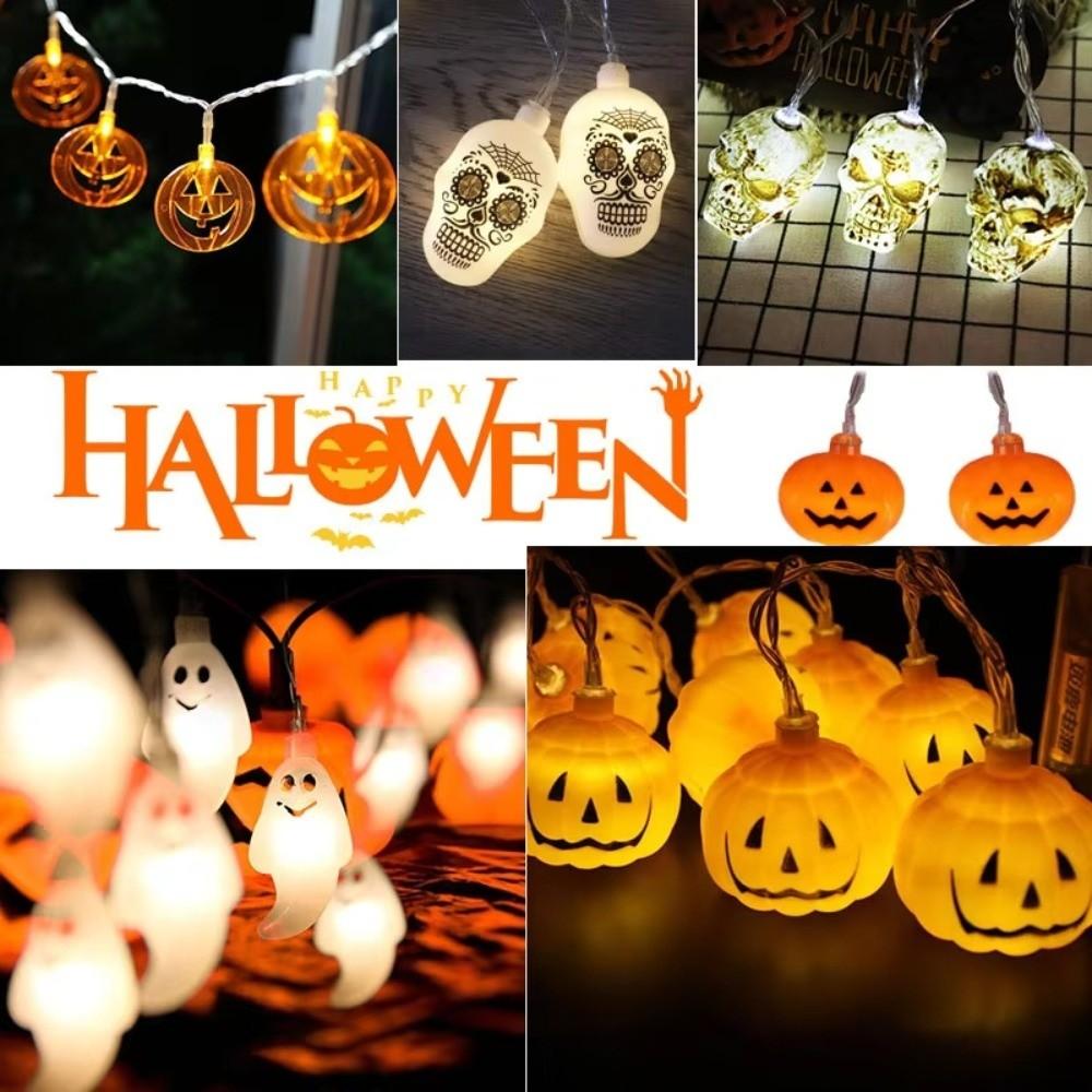 Horror Theme Pumpkin Shaped Lamp 10 Light Strings Skull Head Lamp Ghost Shaped Lamp Halloween Day