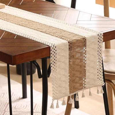 Ethnic Style Cotton & Linen Woven Tassel Table Runner - Light Luxury Festival Decoration