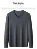 Men's Casual V-Neck Solid Color Knit Sweater - Autumn/Winter Long Sleeve Base Layer
