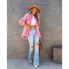 Long Sleeve Denim Jacket Women Washed Raw Edge Mid-Length Loose Jacket