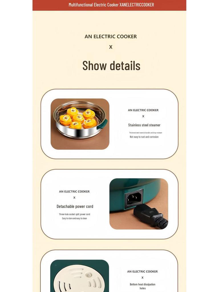 Double-Layer Electric Cooking Pot, Large Capacity, Multifunctional for Steaming, Boiling, Frying, Non-Stick, Ideal for Dorm Use