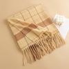 Winter New Plaid Scarf Printed Tassel Imitation Cashmere Scarf Fashionable Sweet Shawl Mid Length Thick Warm Scarf