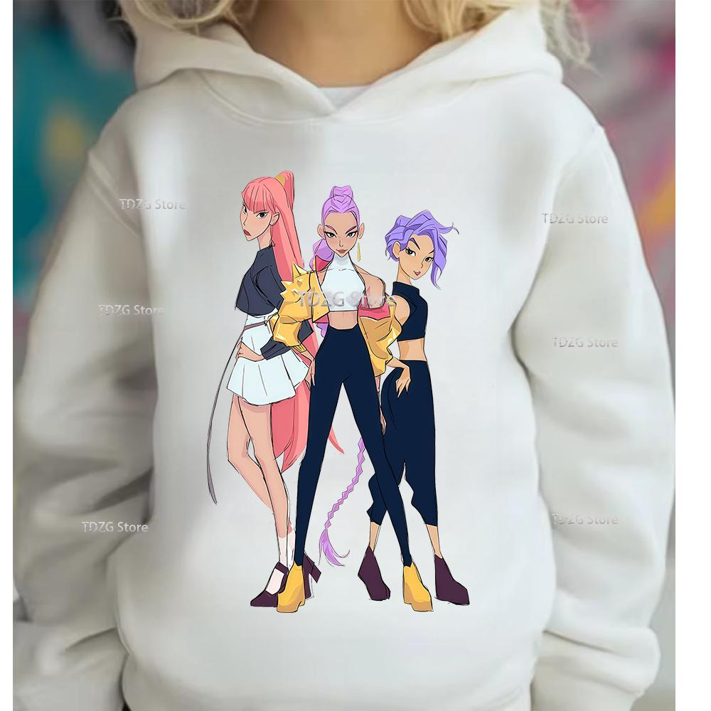 Hoodies & Sweatshirts (kids unisex) Fashion Minimalist Girl Group KPop Demon Hunter Print Boy Girl Fleece Pullover Hoodie Children Clothing