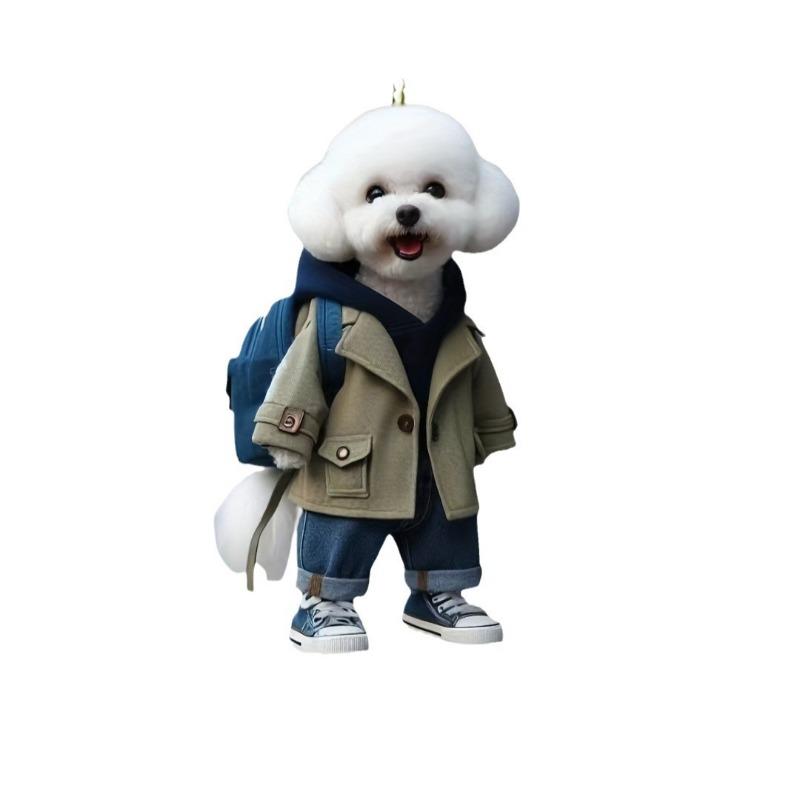 New Cute Personality Puppy Backpack Pendant Fashion Acrylic Flat Car Pendant Keychain Pendant