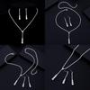 Trendy Bridal Jewelry Set With Water Diamond Necklace And Earrings Geometric Design Electroplated Factory Direct