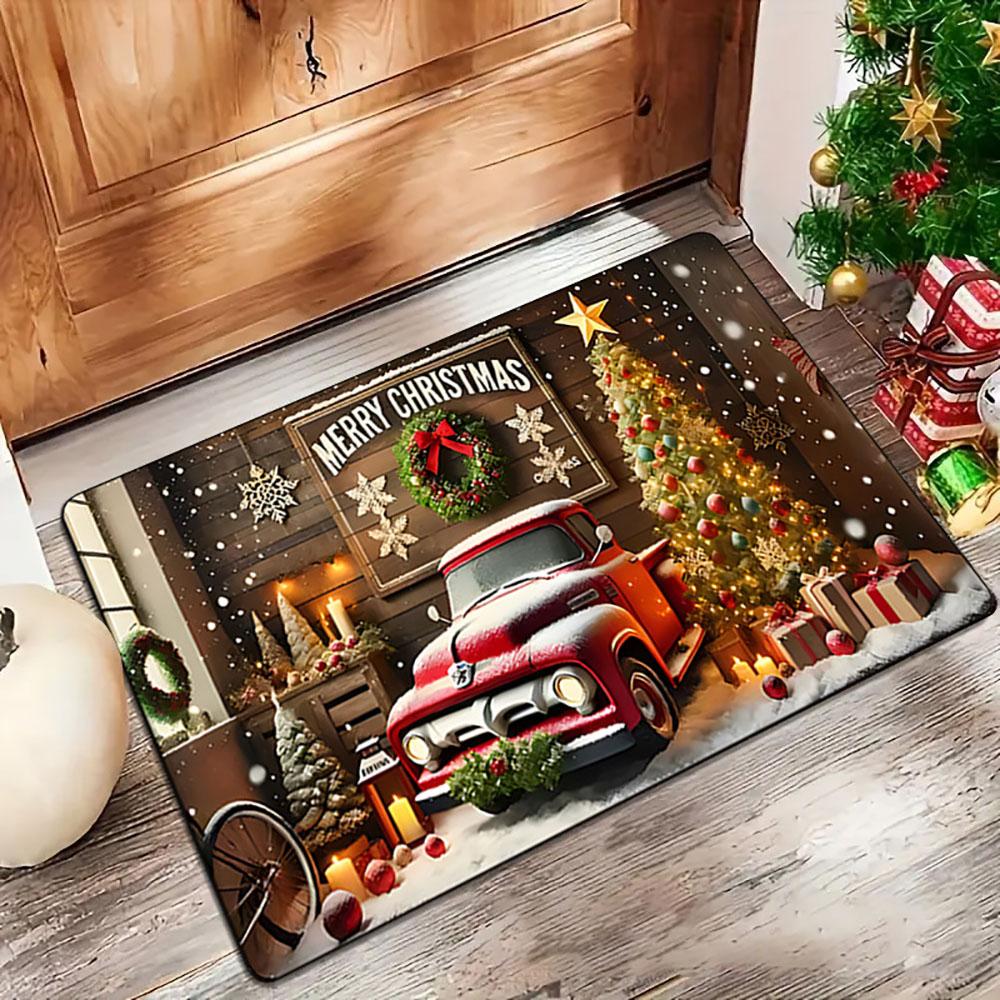 Christmas Carpet Decoration Cartoon Dwarf Door Mat Snowman Gingerbread Entrance Welcome Mat Indoor Outdoor Absorbent Xmas Mat