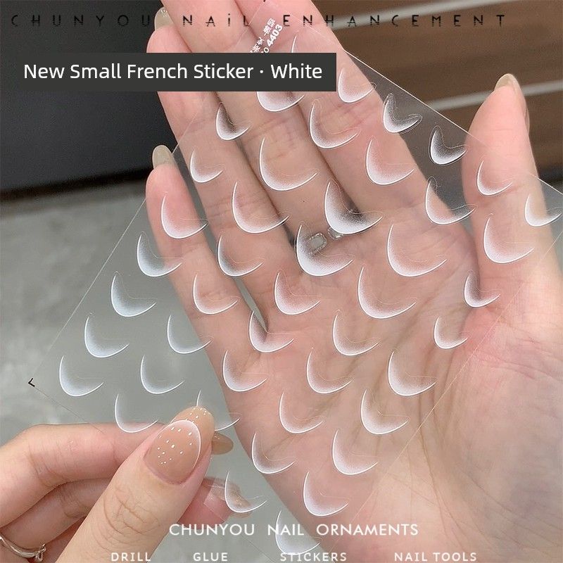 

Gradient French Black and White Angora Nail Sticker White gradient small French sticker 1
