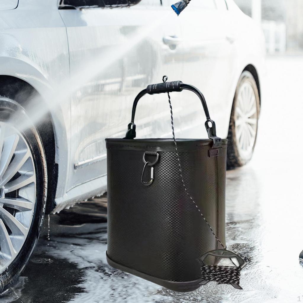 Fish Bucket Container Wash Basin Traveling Beach EVA with Rope 17L Live Holder Camping Water