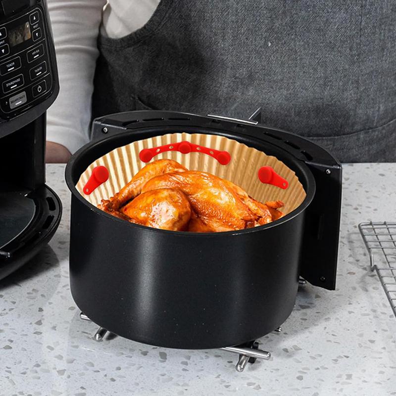 Silikon Heißluftfritteusen-Magnete für Heißluftfritteusen-Pergamentpapier-Einlage Heißluftfritteusen-Zubehör Magnetische Schnalle Hitzebeständiges Fixierwerkzeug