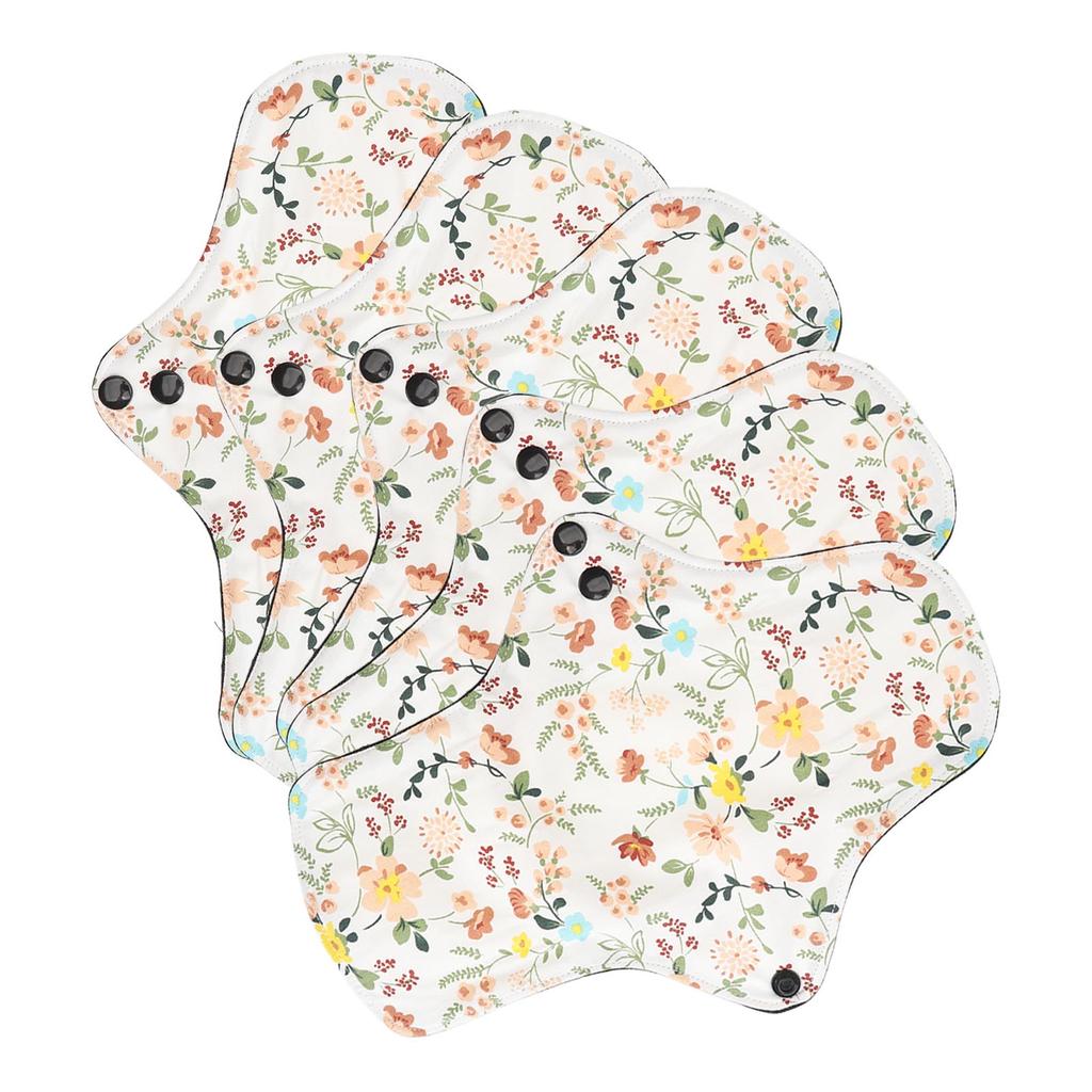 5pcs Washable Breathable Menstrual Pad Flower Pattern Super Absorbent Reusable Cotton Sanitary Pad