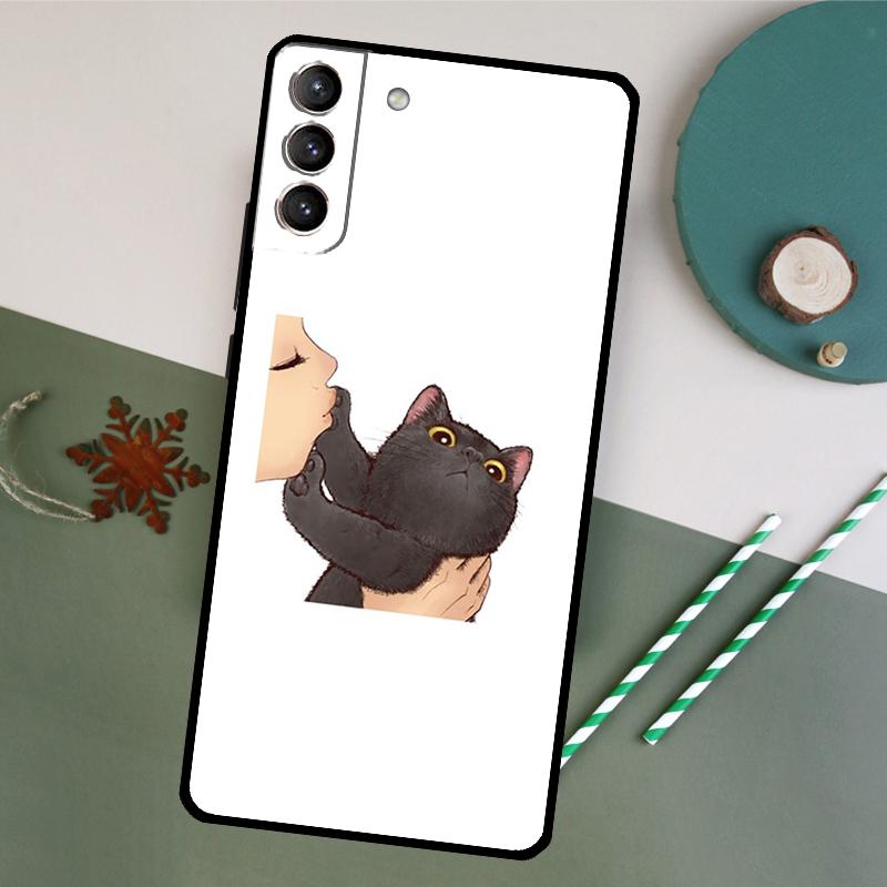 Kiss Cat Cute Kitten Cartoon Phone Case For Samsung Galaxy S26 S25 Ultra S20 S21 S22 S23 S24 S10 Plus S25 FE Back Cover