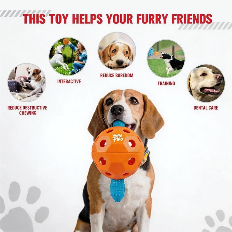 Interactive TPR Dog Chew Toy Hollow Handle Ball Small Medium Large Dogs