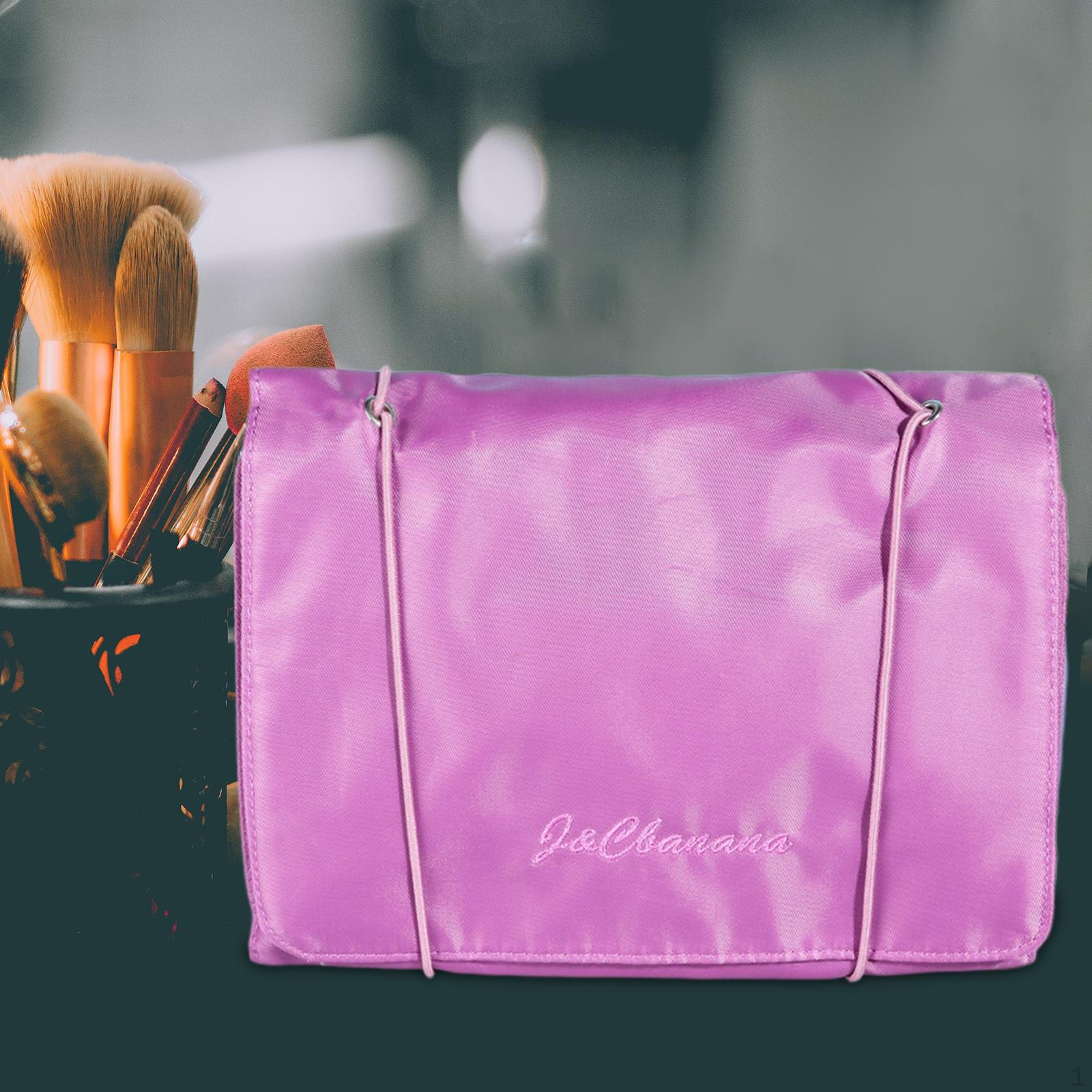 Makeup Cosmetic Bag Organizer Container Storage Travel Toiletry Case for Brushes Set Purple