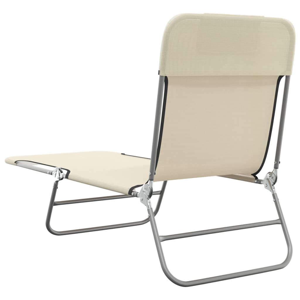 Vidaxl Folding Sun Loungers, 2 Pcs, Cream, Textilene And Steel