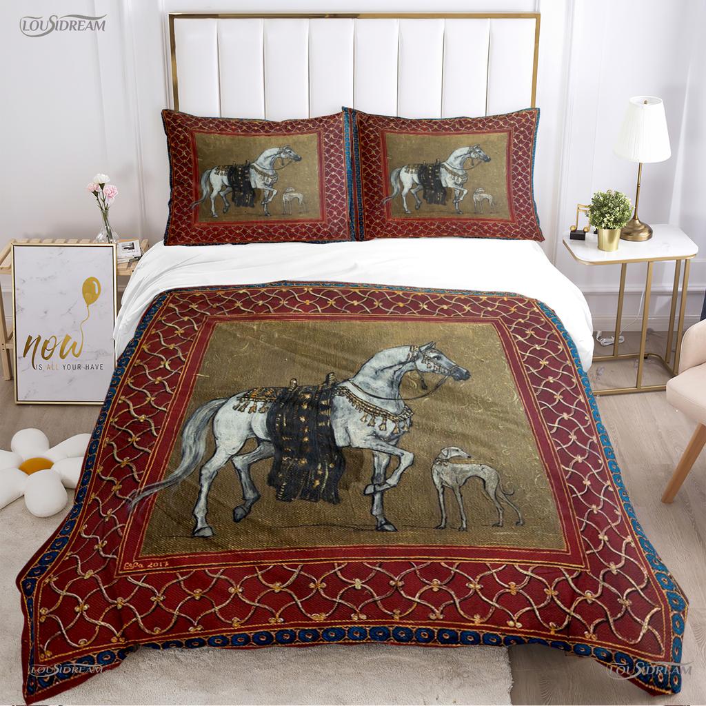 Persia Galoping Horse Al Season Duvet High-End Premium Cover Beding Sets Soft Comfortable Quilt Cover plus Pilowcases Ten Single/Double/Quen/King
