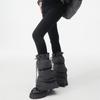 Pernas Acolchoadas Puffer de Inverno Femininas Esportes ao Ar Livre Cordão Ajustável Divididas Flared Cobre-Botas Punhos Meias