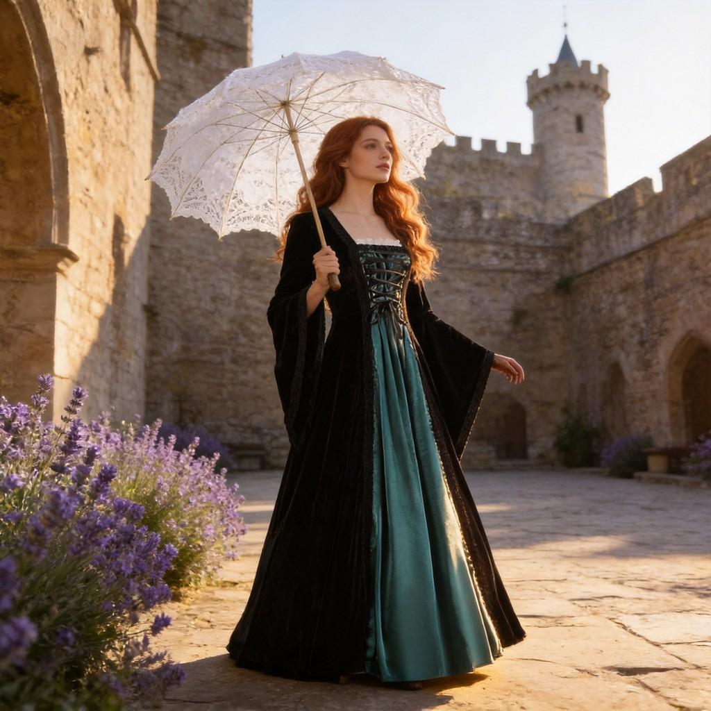 Abito Medievale Rinascimentale Con Corsetto Per Cosplay ed Eventi in Costume