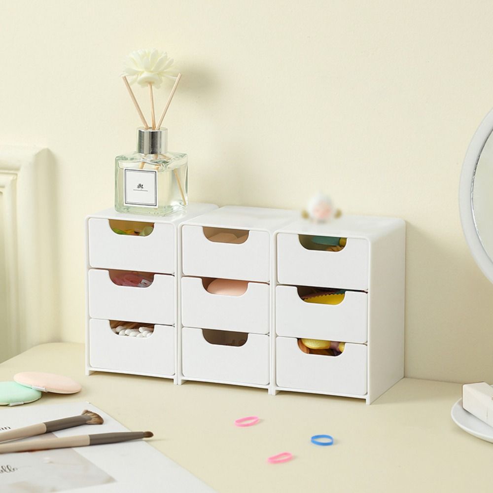 Kosmetický organizér ve stylu zásuvky 3patrová šperkovnice pro kancelářské potřeby šperky kosmetika úložný prostor